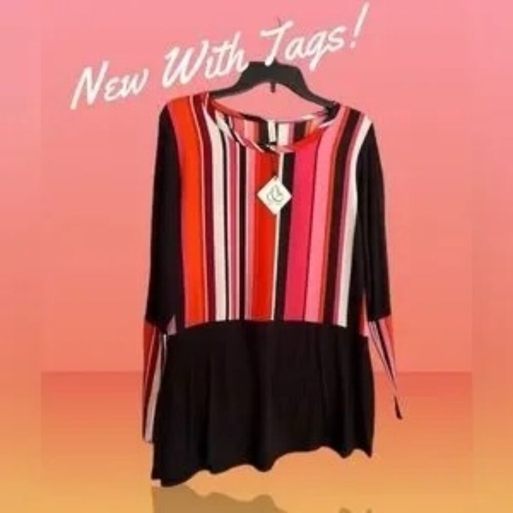 New! MAI SOLI Multi-texture, pattern top / tunic; -New! Women's 1XL